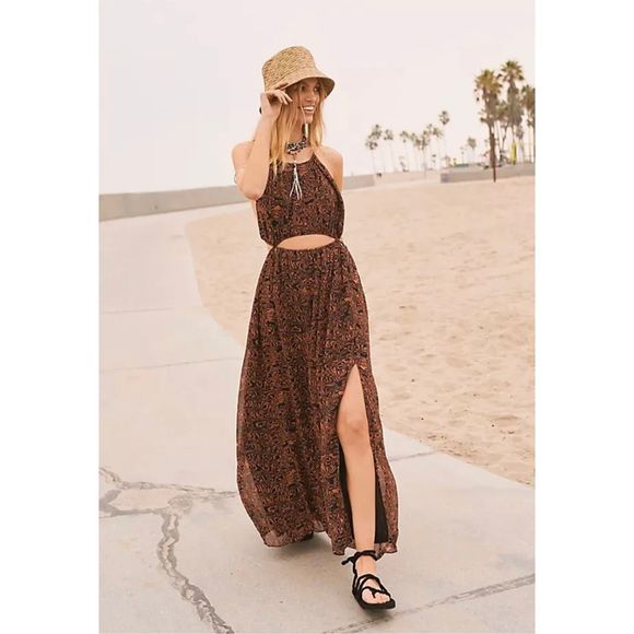 Free People Dresses & Skirts - New Free People Holy Smokes Printed Maxi Dress Size XL